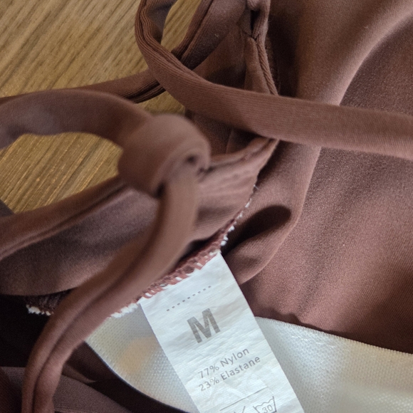 Womens Brown Criss Cross Back Dress With Shorts - Picture 4 of 6